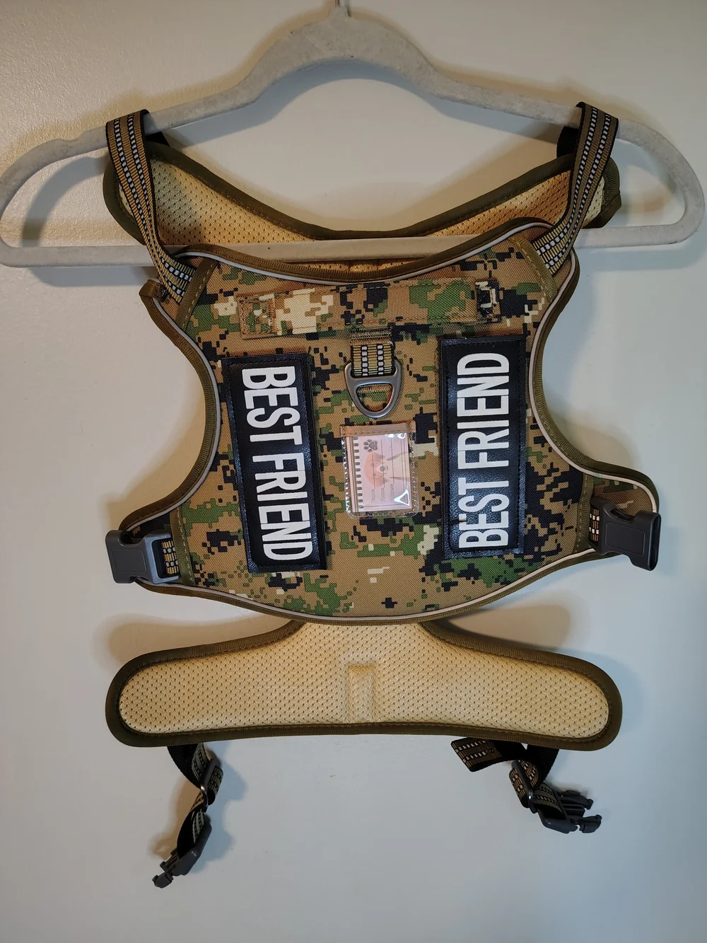 Tactical Camo Dog Training Harness Vest with ID Tag Holder & Morale Patches